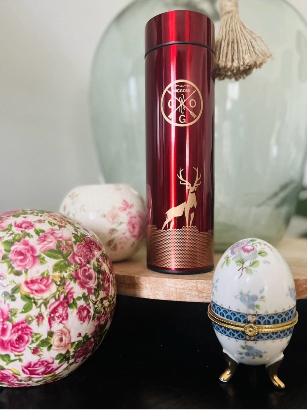 Red Stainless Travel Tumbler with Stag Motif - Brand: